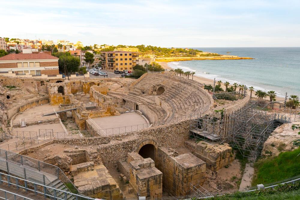 Sunny day in Tarragona Amphitheatre in Spain