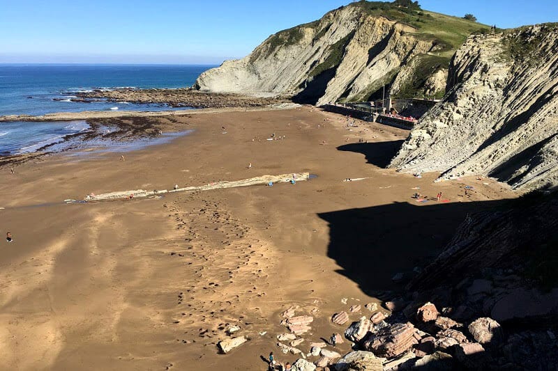 sandy beach and cliffs Beautiful Zumaia in the Basque region of Spain