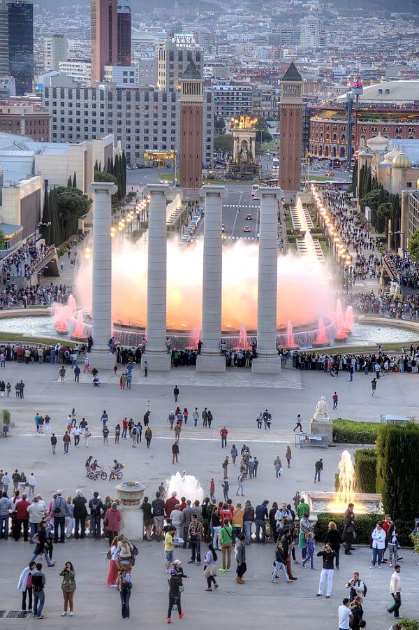 Magic Montjuic Fountains in Barcelona, Spain