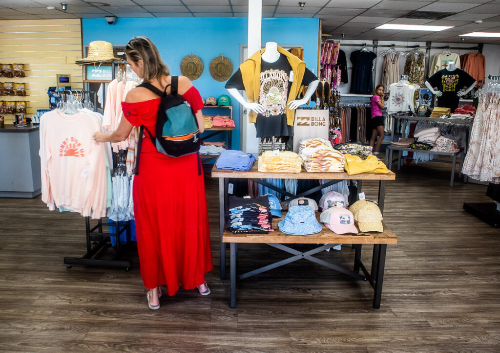 Lady shopping for clothes in a store