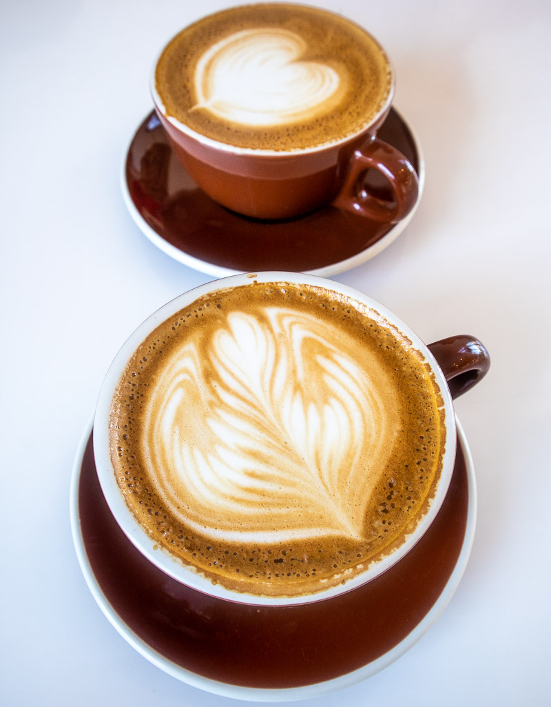 Two cups of coffee in mugs