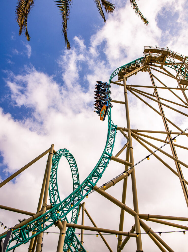 Vertical drop at the start of a Rollercoaster