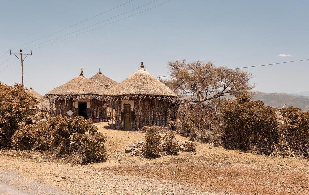 Mountain landscape with houses, Ethiopia