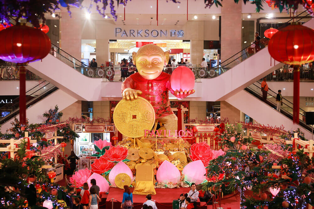 gigantic monkey sculpture in shopping mall