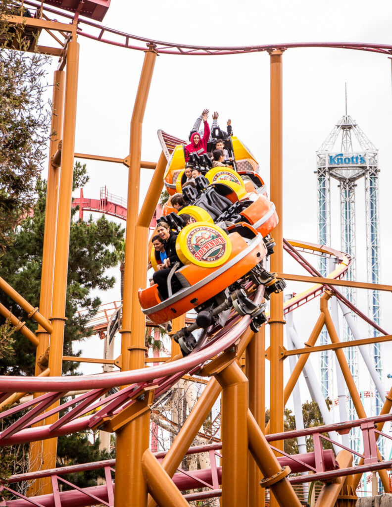 People riding a rollercoaster