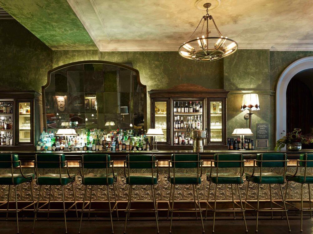 stools at bar in the beekman hotel