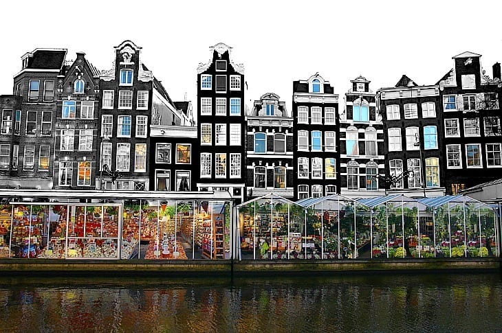 black buildings on canal