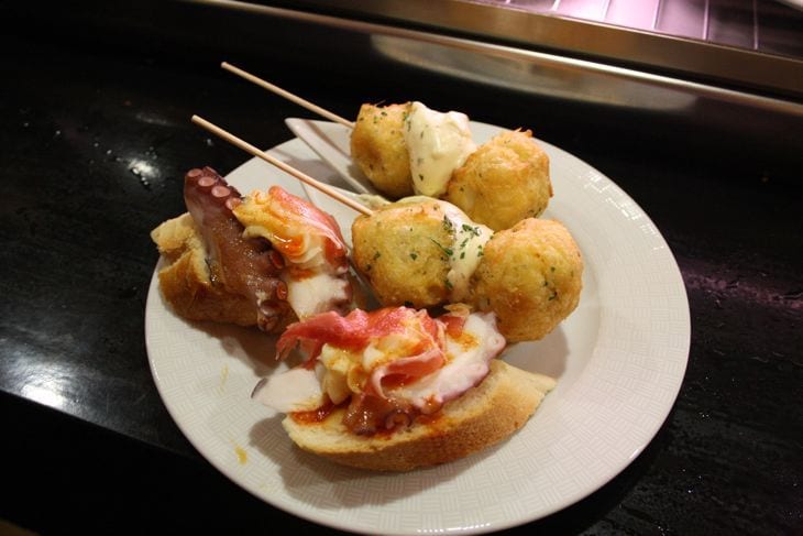 A plate of food on a table