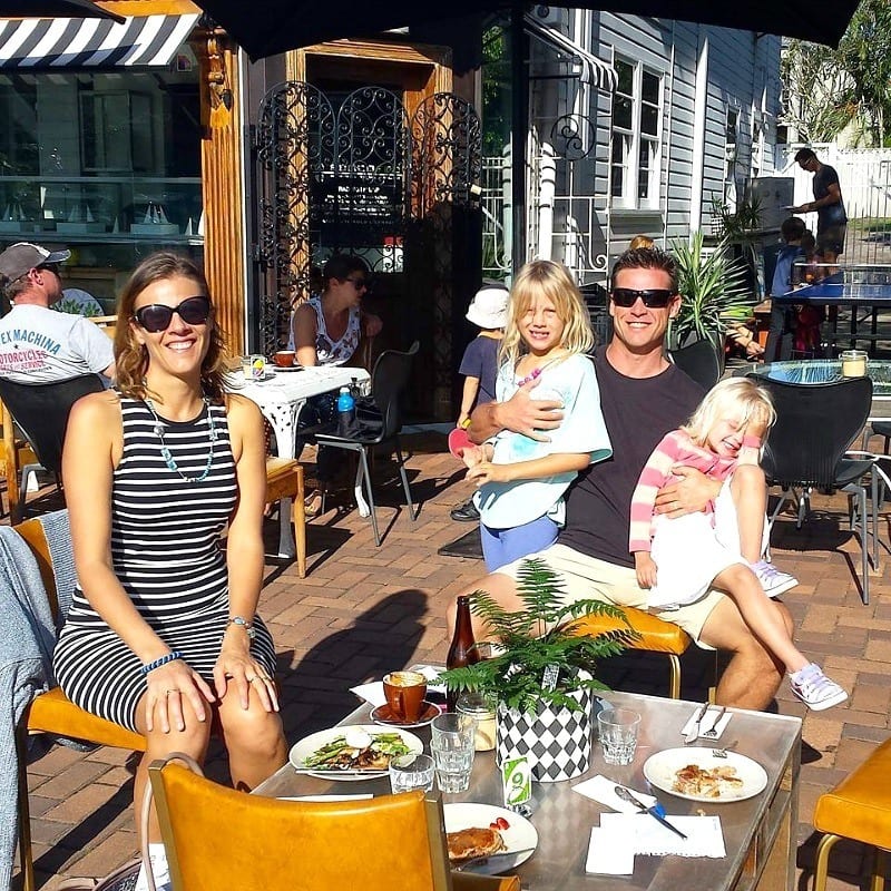 people sitting at outside table Commune Cafe, Burleigh Heads, Gold Coast, Queensland, Australia