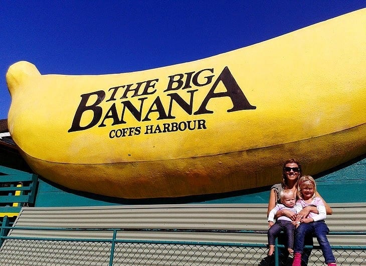 family posing at The Big Banana - Coffs 