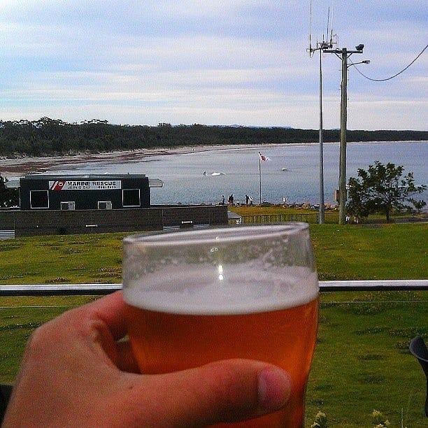 Sunset beer at the Husky Pub, Jervis Bay, Australia