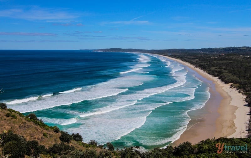 waves rolling into Tallows Beach