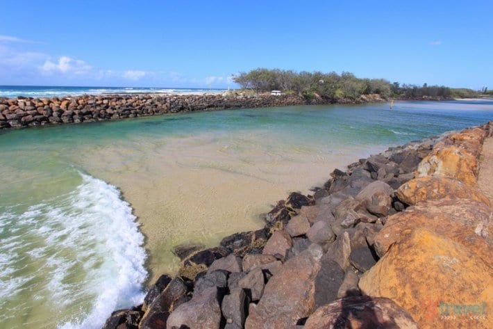 waves rolling into cudgen creek