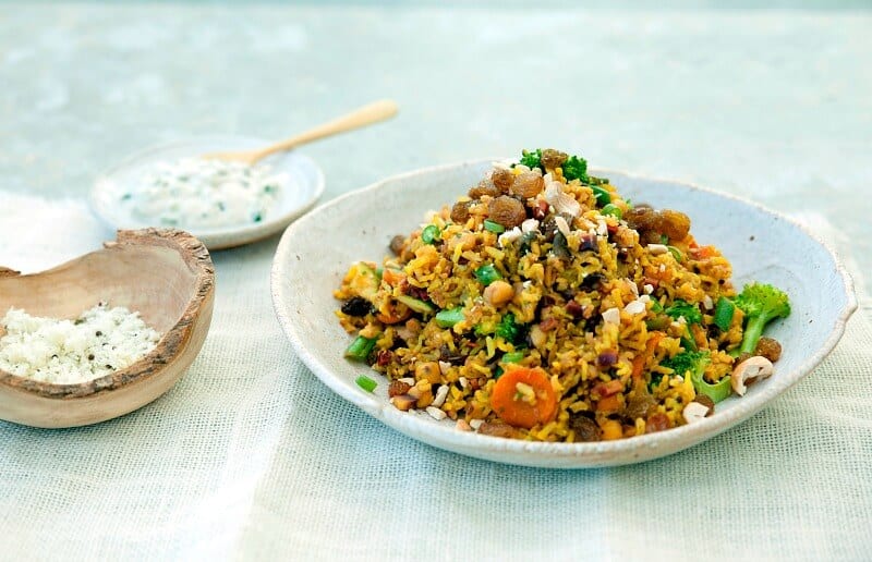 bowl of Biryani on table