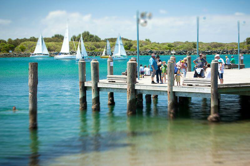 people on Lady Nelson Wharf, Port Macquarie, NSW