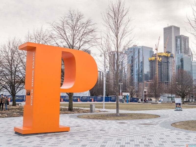 Giant P sculpture Polk Bros Park Chicago