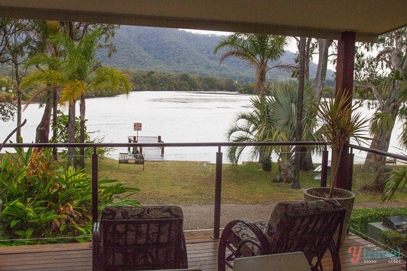 view  of river from a balcony