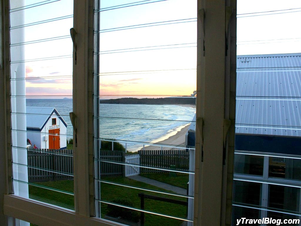 a window with view of beach