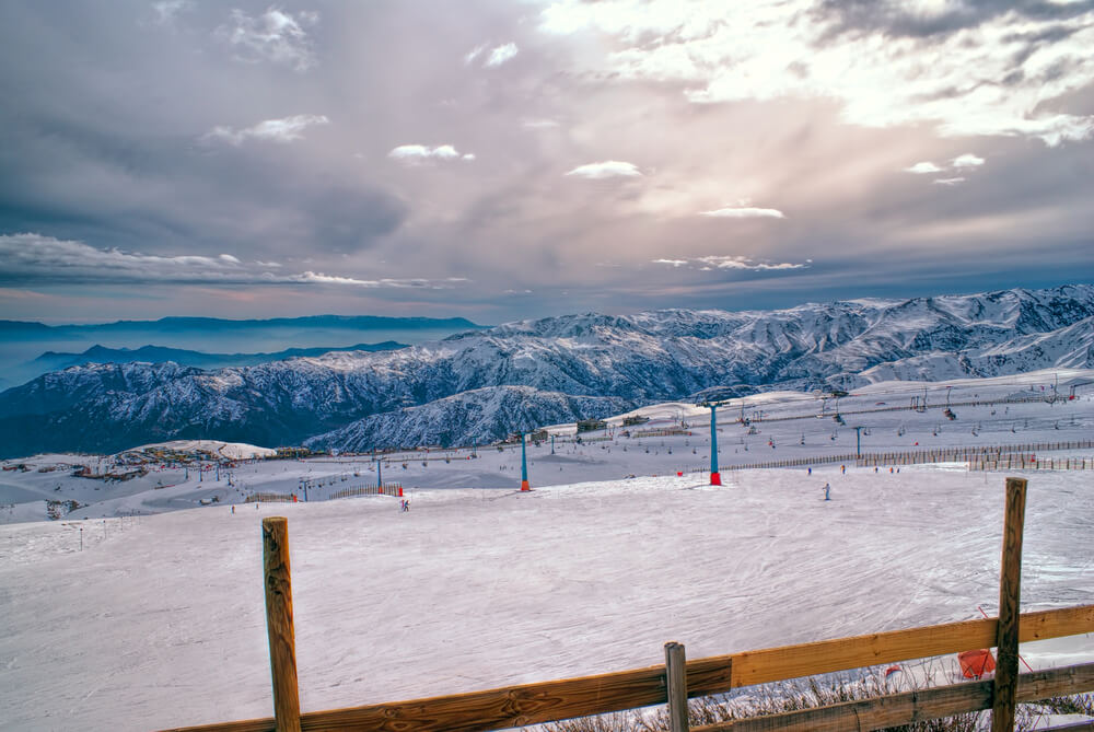 ski fields with mountains in background