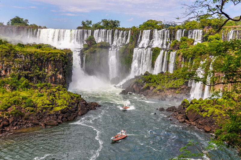 Boats around Iguazu Falls