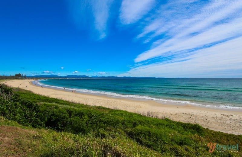 wide view of sweeping Clarkes Beach, 