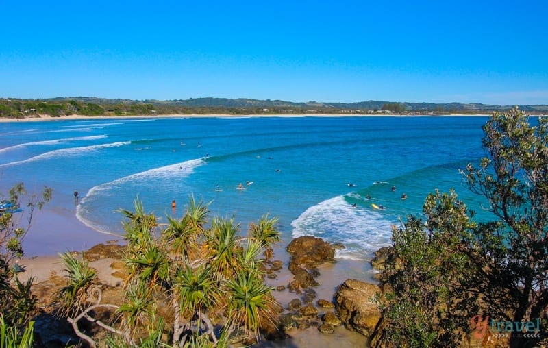 waves rolling in at The Pass, Byron Bay, 