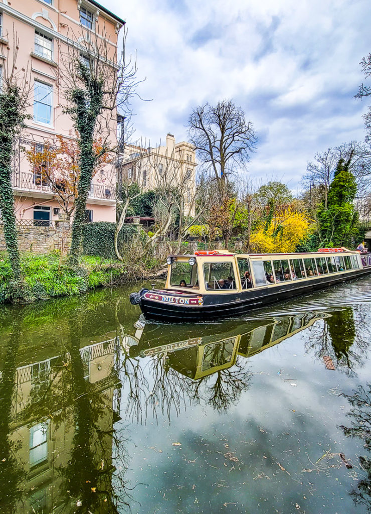 A boat traveling along a river