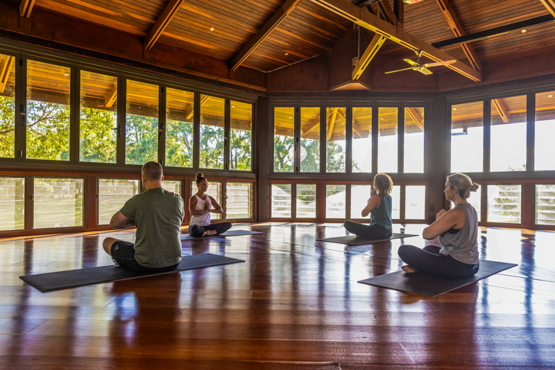 Yoga class in the Mind Body Pavilion 