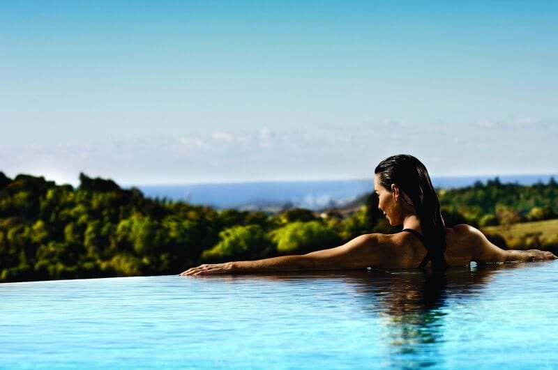 woman in a swimming pool