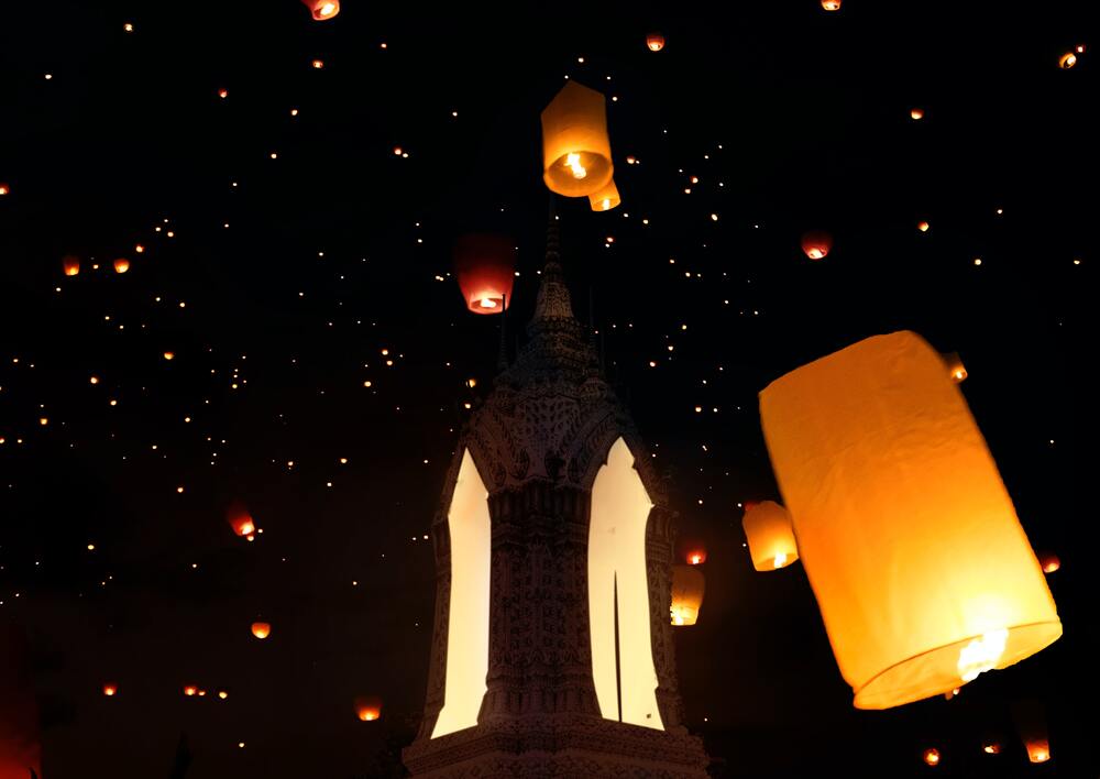 lanterns going up into the sky