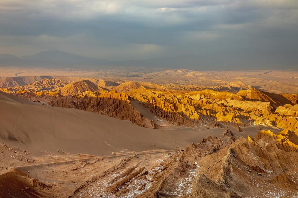 Moon Valley, Valle de la Luna at peaceful sunset,