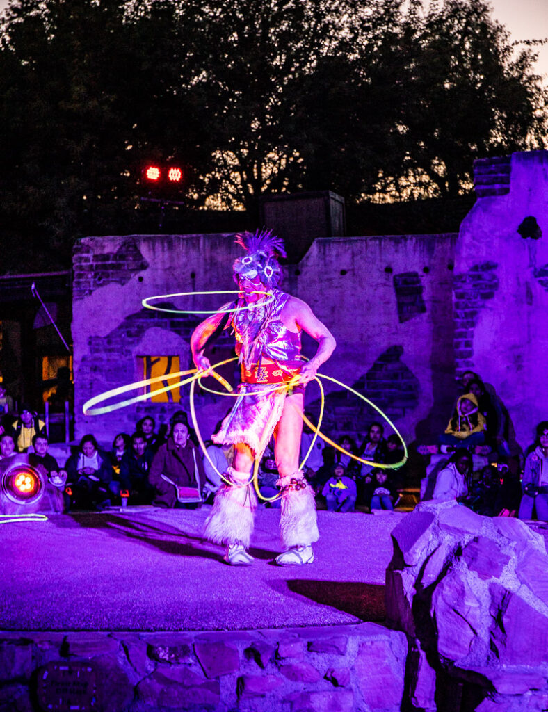 native american dancing with hoops at knotts