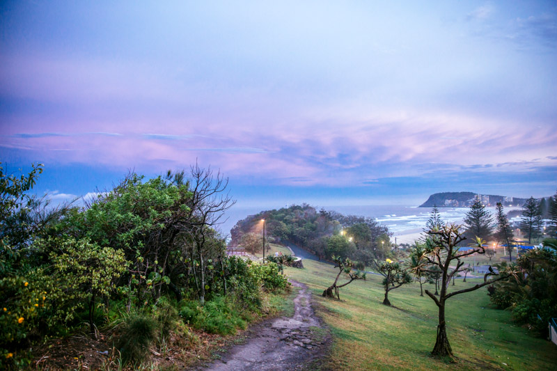 park and views at sunset from north burleigh lookout