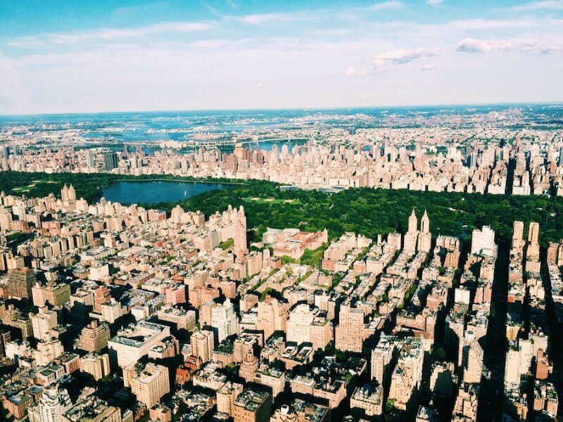 aerial view of new york from helicopter