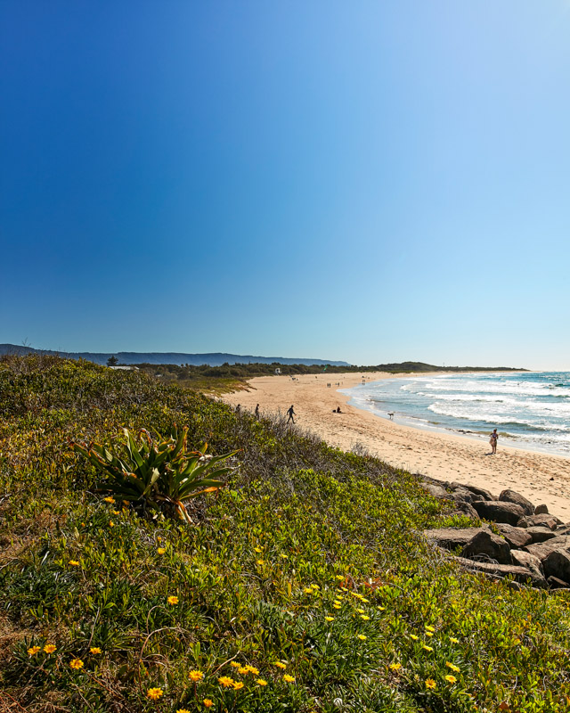 Morning sun over MM Beach in Port Kembla.