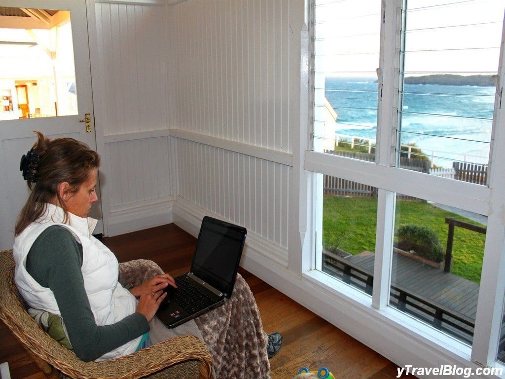 a woman working on a computer