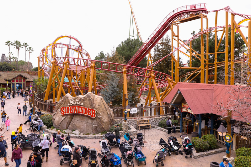 prams lined up outside the sierra sidewinder coaster