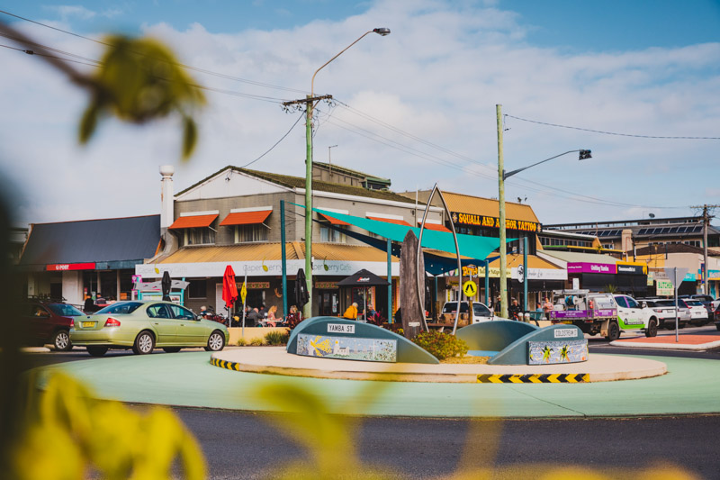 Streetscape of Yamba's town centre 