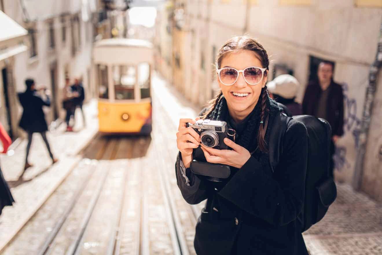 woman holding a camera