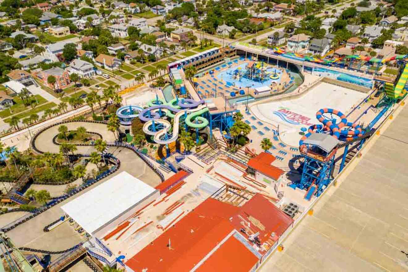 aerial view over the Daytona Lagoon Waterpark