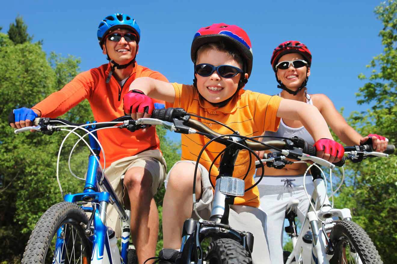 family on bikes