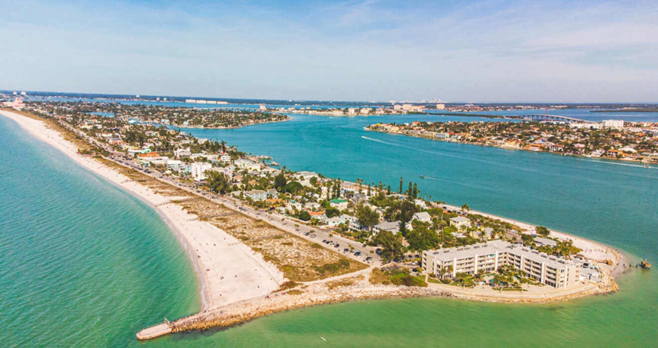 aerial view of island with beach