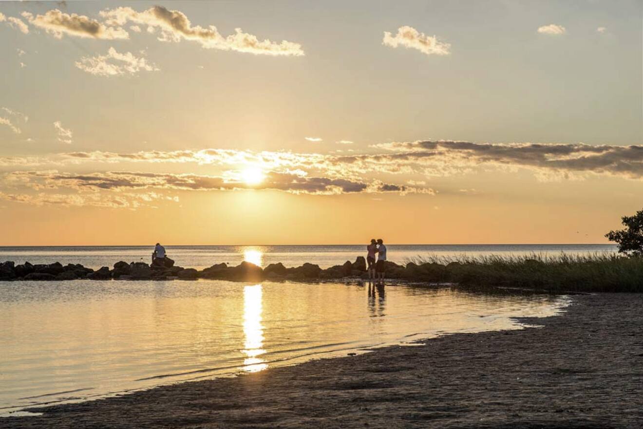 people enjoying the sunset Fort Island Gulf Beach 