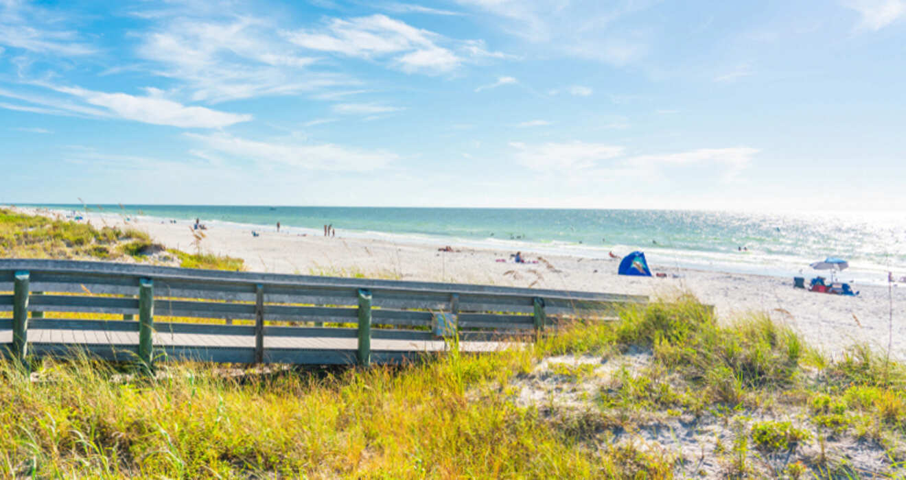 wooden boardwalk and beach