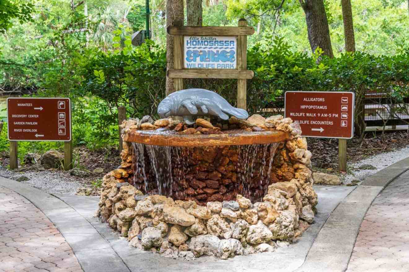 entrance view from Ellie Schiller Homosassa Springs Wildlife State Park