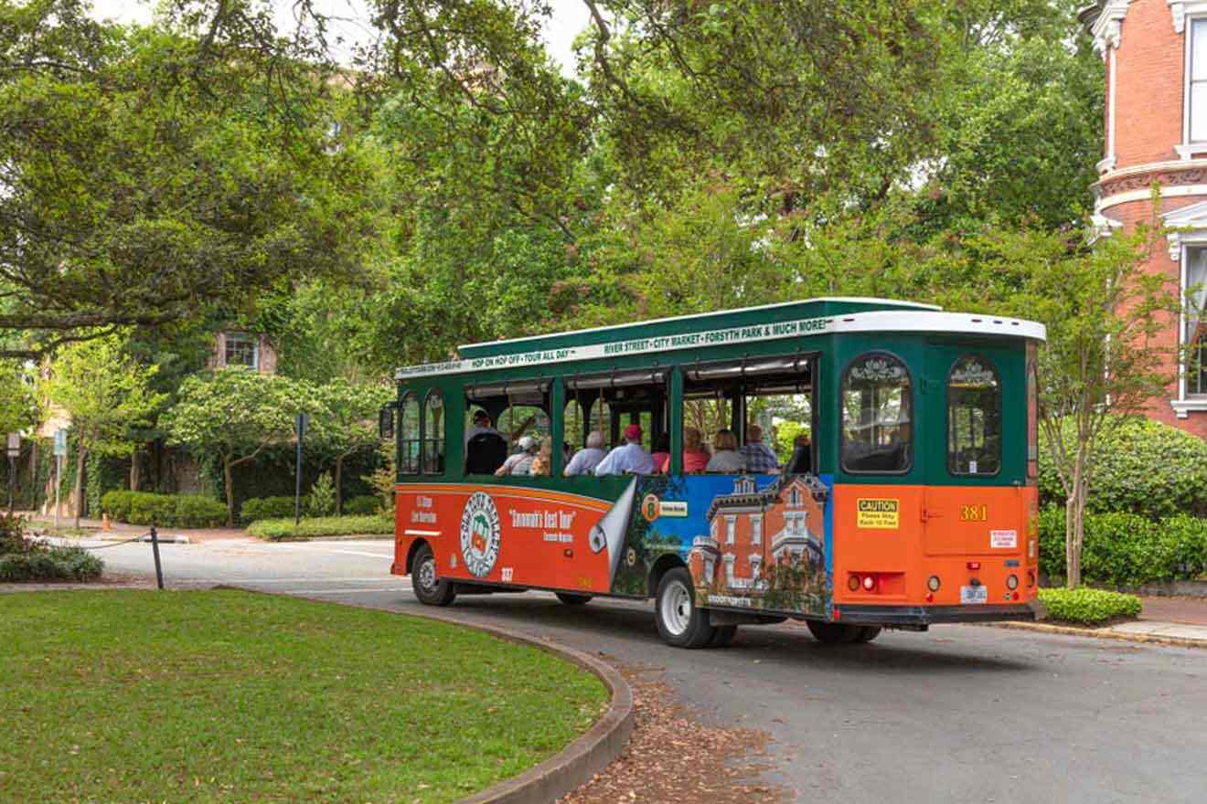 hop-on/hop-off trolley on the road