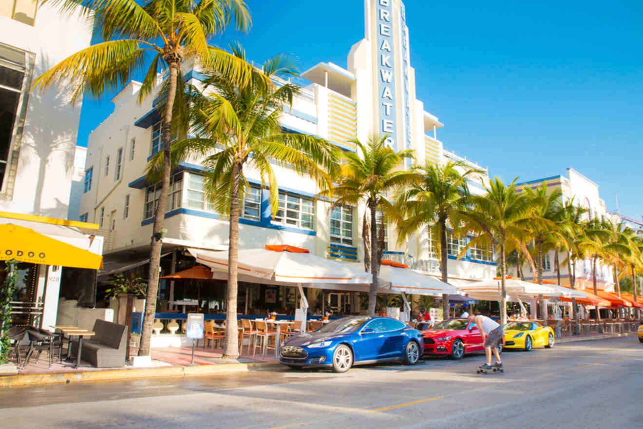 hotel building in Miami and parked cars