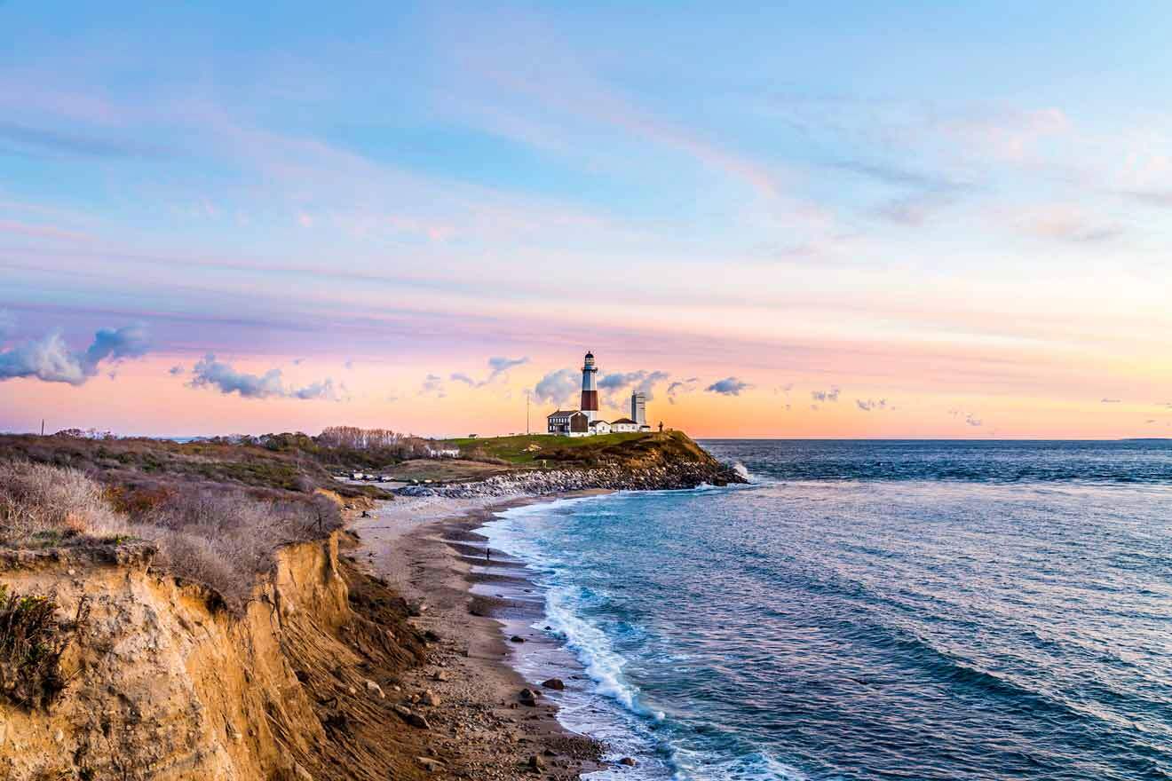 sunset at Montauk overviewing the lighthouse