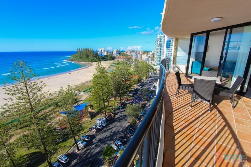 view of coolangatta beach from balcony onf the Mantra a