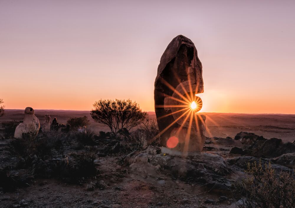 sun setting in broken hill outback